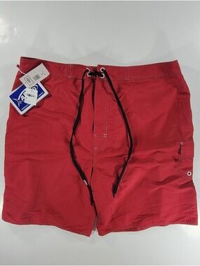 NEW AFTCO Mens 38 Boardshorts Boating Swim Surf Fishing Deckhand Red Cargo NWT